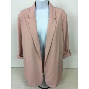 Flirtatious Blazer Women Size L Faded Rose Cuffed 3/4 Sleeves Open Front New